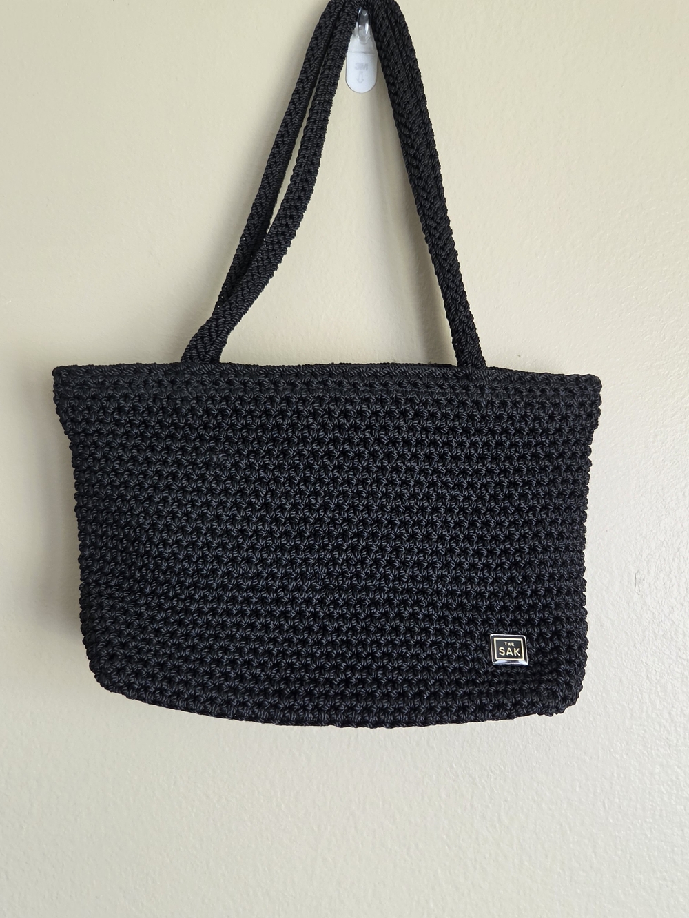 The Sak Black Crochet Shoulder Tote